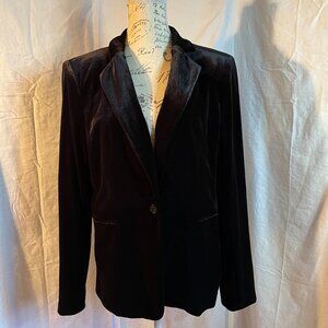 Black Soft Velvet Blazer Jacket Size 10 Calvin Klein